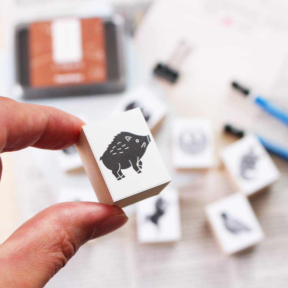 Stylish Wooden Rubber Stamp Set Featuring Family and Perfect for Short and New Perfect As a Made In Japan Cute, Japanese-style, Crests, Rabbits,