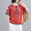 Daydreamer T-shirt Embroidered Loose National Style Ladies Short Sleeve Oversize Blouse for Going Out