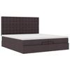 Enjoy Restful Nights with This Ottoman Bed with Mattresses and LED Lighting In Dark Brown 200x200 Cm Fabric