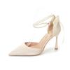 Fashion Women Summer High Heels Sandals Lady Pointed Toe Stiletto Butterfly Knot Pumps Fashion Pearl Buckle Strap Wedding Bridal Shoes