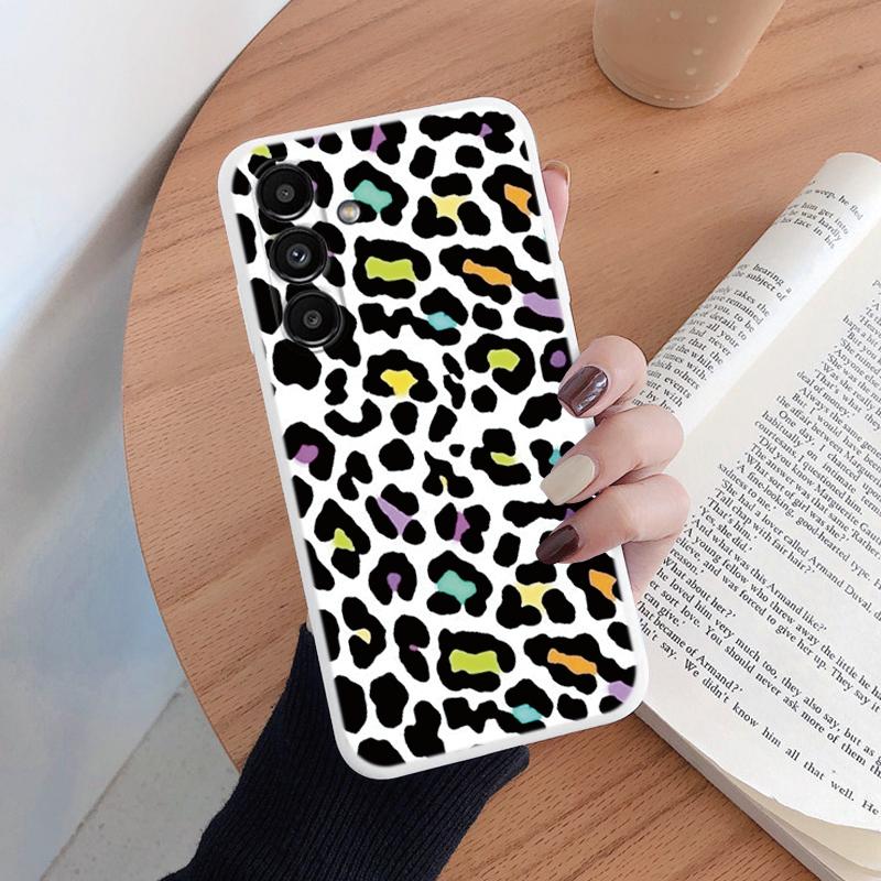 Leopard Print Phone Case For Samsung Galaxy A24 A54 A55 A34 A56 A16 4G Protection Back Cover Soft Silicone Fundas Shell Coque