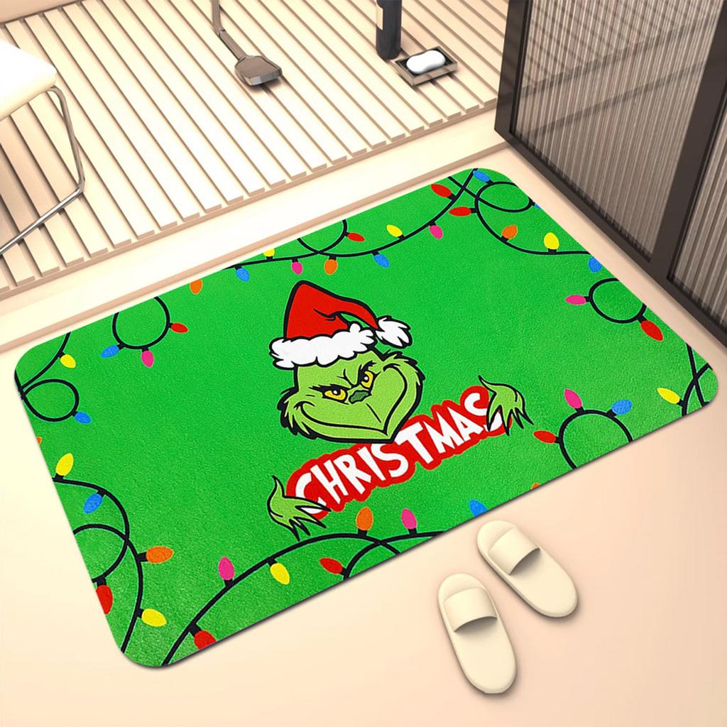 Tapis de bain Joyeux Noël Tapis de salle de bain pour enfants Antidérapant Absorbant Lavable Tapis de chevet Décoration de chambre Tapis de porte d'entrée pour pièce