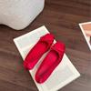 Inner Height Increase 3CM Apricot Gentle Evening Shoes Women's Shoes 2025 New Spring and Summer Red Satin Ballet Shoes