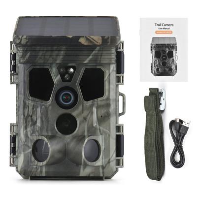 4K 50MP Solar Trail Camera 120 Degrees Detection Angle Game Camera Night Vision IP65 Waterproof Hunting Camera for