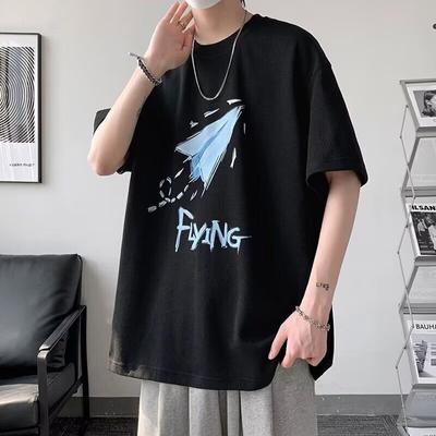 2024 Neues Kurzarm-T-Shirt für Herren im Ins-Modestil, europäischer und amerikanischer Hip-Hop-Stil, Rundhalsausschnitt, Bottoming Shirt, Top, Sommer