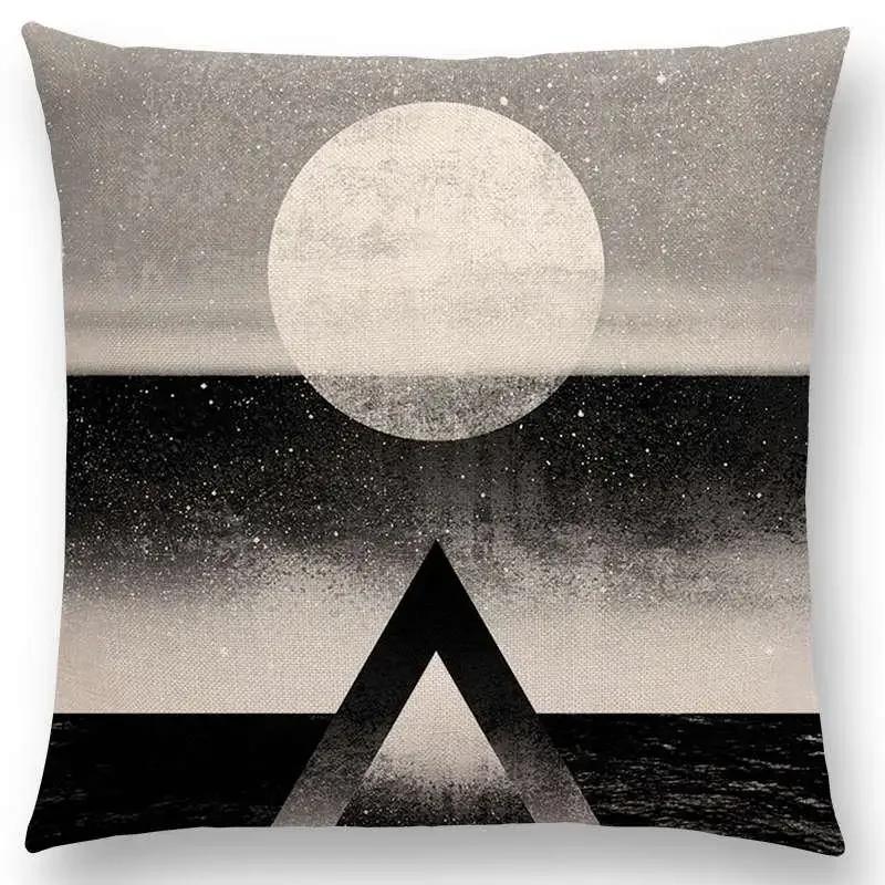 Neuer Sonnenaufgang Und Mond Verträumte Gipfel Farbenfrohe Berge Welt Abstraktes Geometrisches Muster Kissenbezug Auto Sofa Dekokissenbezug