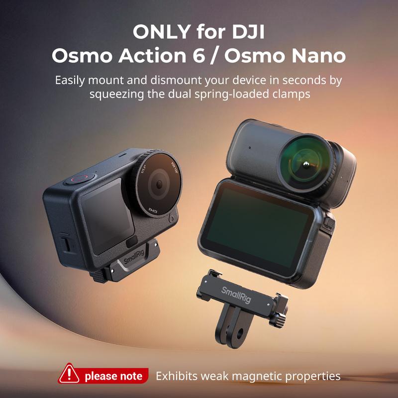 SmallRig Quick Release Adapter Support Kit with 1/4"-20 Threaded Hole and 2-Prong Mount, for DJI Osmo Nano for DJI Osmo Action 6