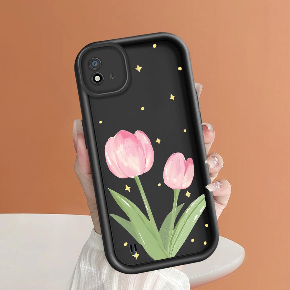 Soft Silicone Square Ladder Printing Pattern Phone Casing Full Cover Camera Shockproof Protection Rubber Case for OPPO Realme