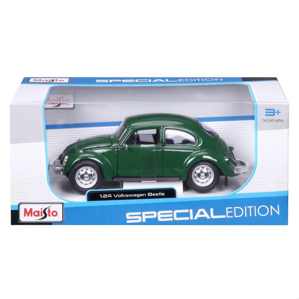 Maisto 1/24 scale diecast Volkswagen Beetle 1973 Green, Finished Model, 31926 GN