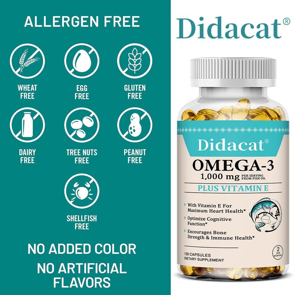 Omega-3 1000 Mg Per Serving From Fish Oil, Dietary Supplement, 120 Capsules Per Bottle