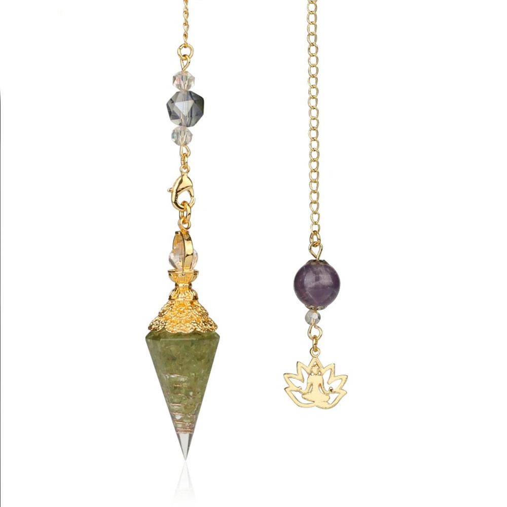 Seven-Color Crystal Resin Hexagonal Cone Pendulum Pendant 
