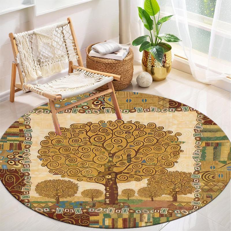 1Pc Tree of Life Circular Print Rug - home decoration Carpet For Living Room Bedroom Flooring Computer Chair Area Rug