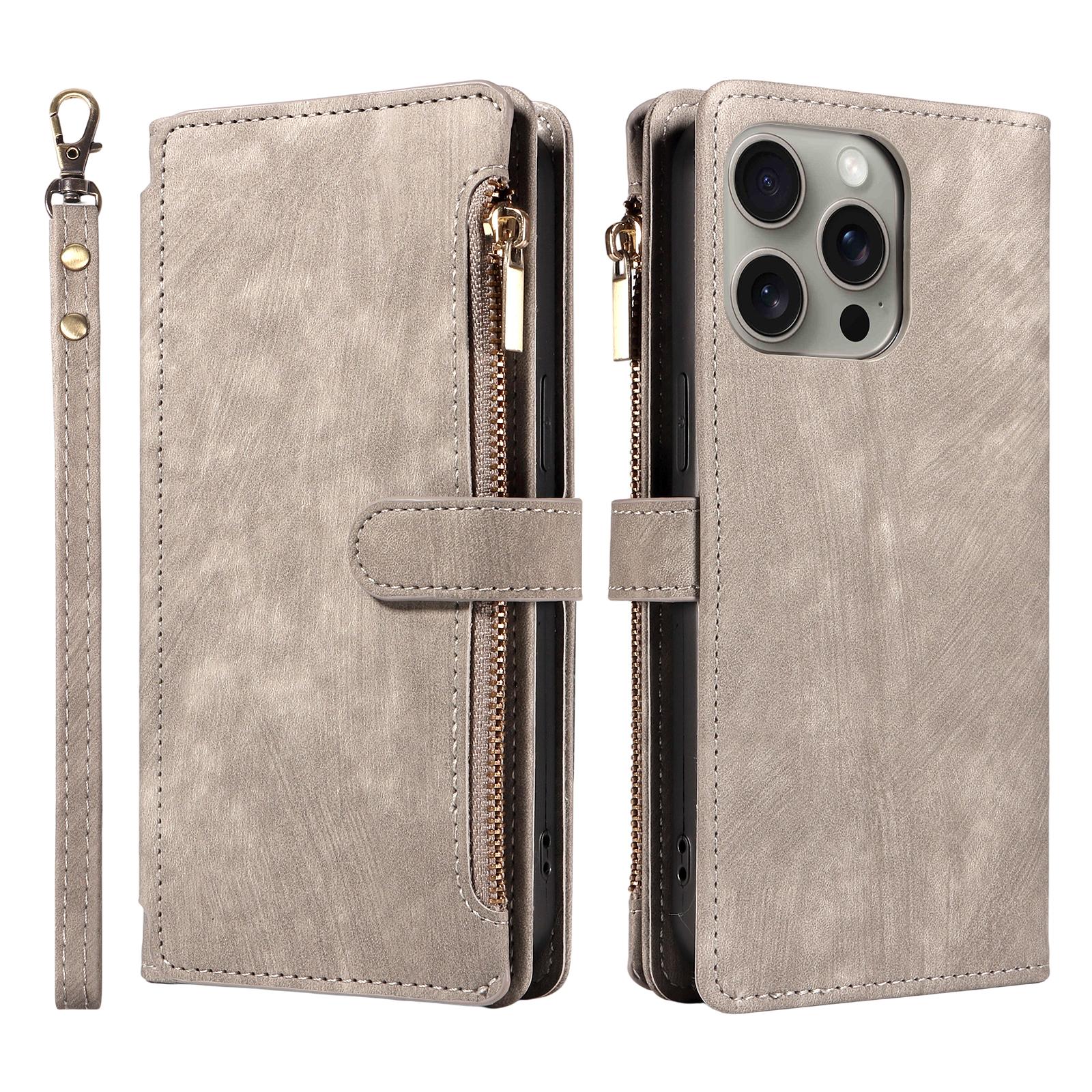 

Zipper Magnetic Flip PU Leather Phone Case for IPhone 17Air 16e 15 14 13 12 11 Pro Max Anti-theft and Anti-fall Wallet Cover iPhone 12 mini серый