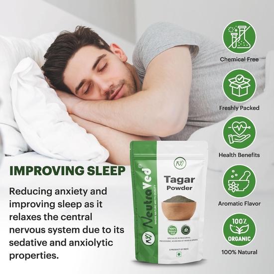 NeutraVed Prášok Tagara - 200 g, na relaxáciu a wellness | Balené v stojacom vrecku so zipsom
