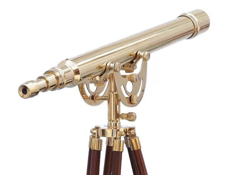 

Brass Anchormaster Telescope: 39 Nautical Decor with Wooden Tripod золотой