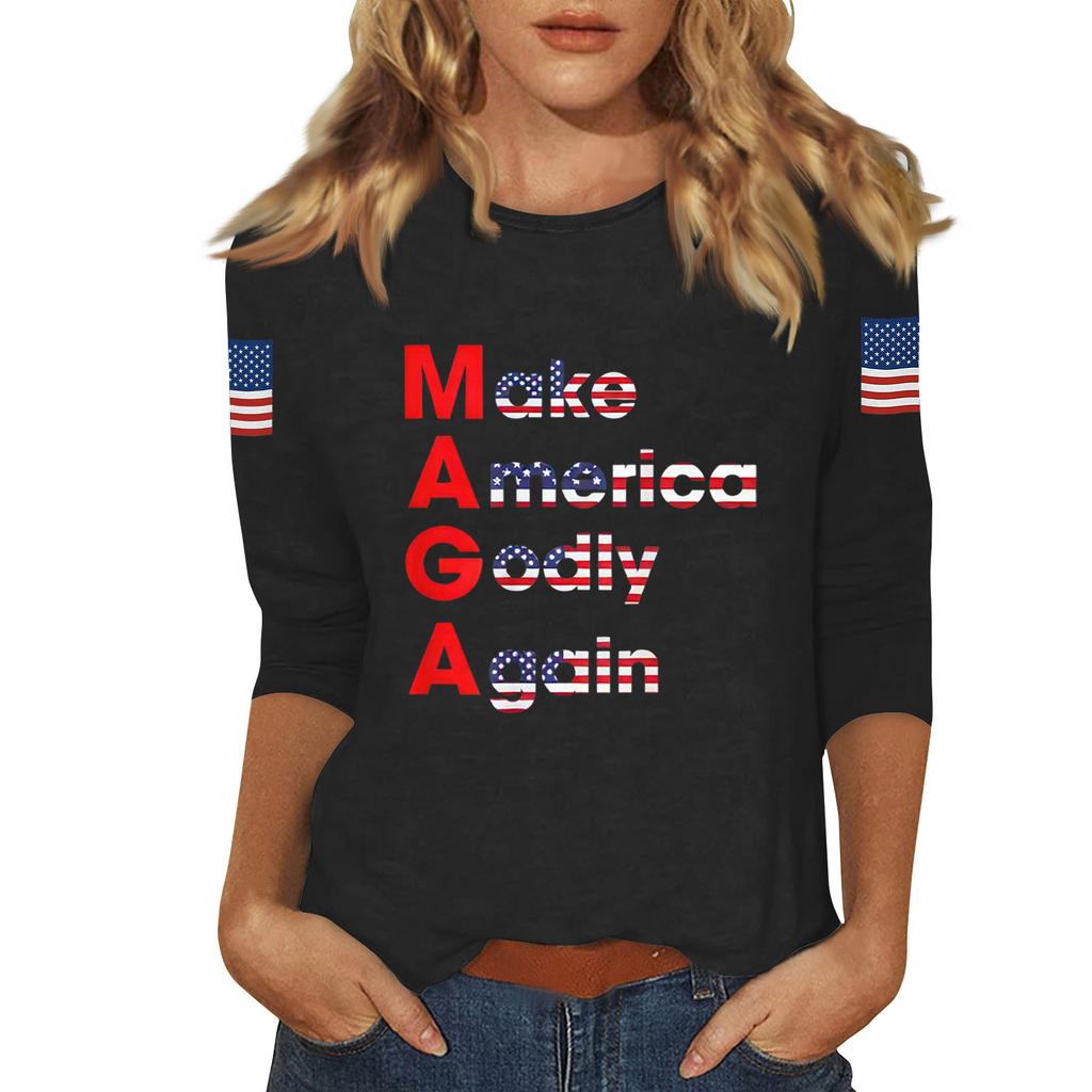 Women's Casual Fashionable Sexy Comfortable Neck Three-Quarter Sleeve Top