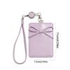 Bowknot Work Card Cover Retractable Bus ID Holders Bow Leather Card Holder  Bank Credit Card