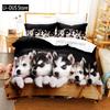 Cute White Dogs Bedding Set Lovely Puppy Husky Comforter Set King Queen Size Duvet Cover Set With Pillowcase Bed Linen For Girls