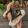 Women's Fashion Bohemian Style Flowers Clip-toe Sandals Thick-soled Flip Flops Womens Wedge Open Toe Beach Comfort Roman Sandals