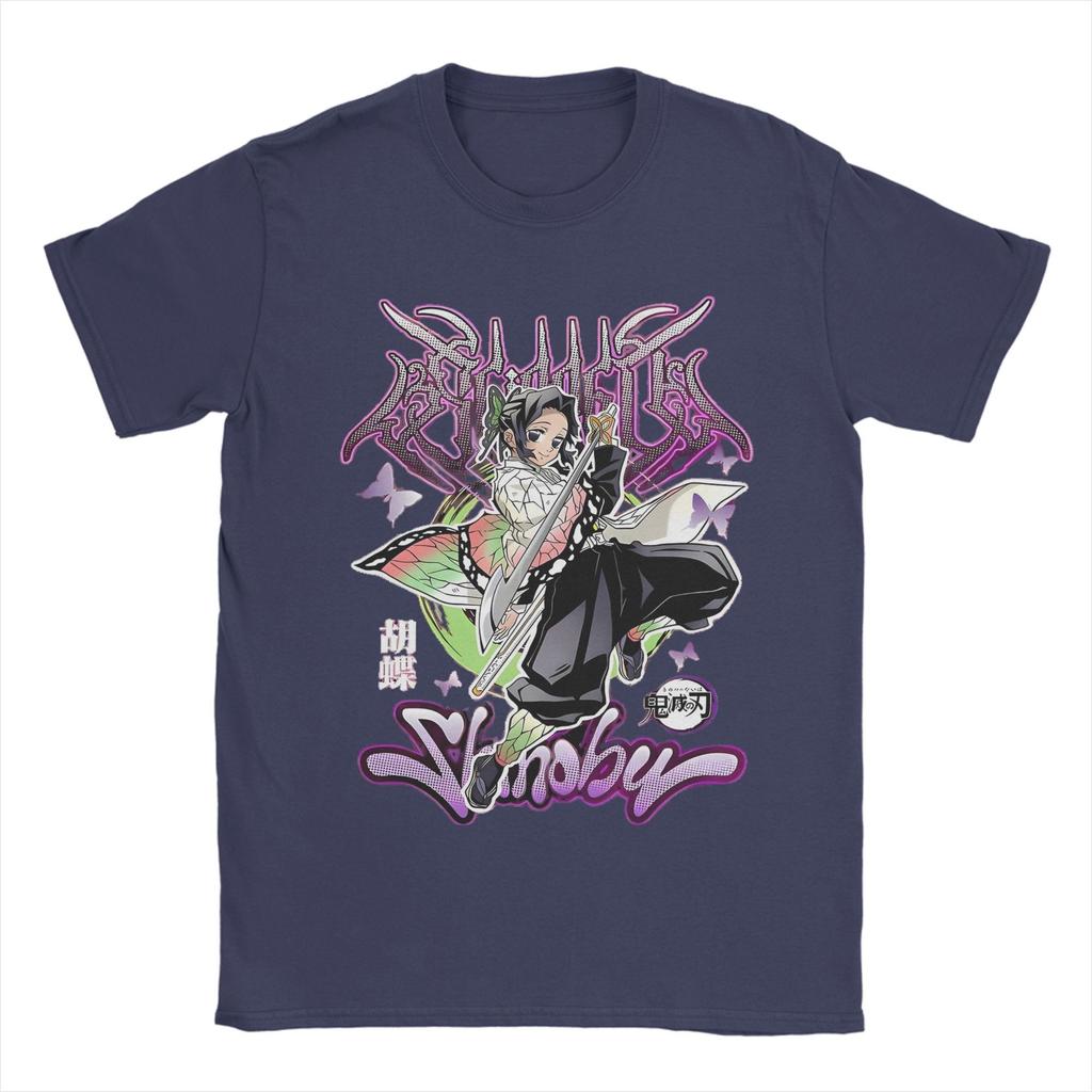 Men T-Shirt Shinobu Kocho Demon Slayer Funny 100% Cotton Tees Short Sleeve T Shirts Round Collar Clothing Gift Idea