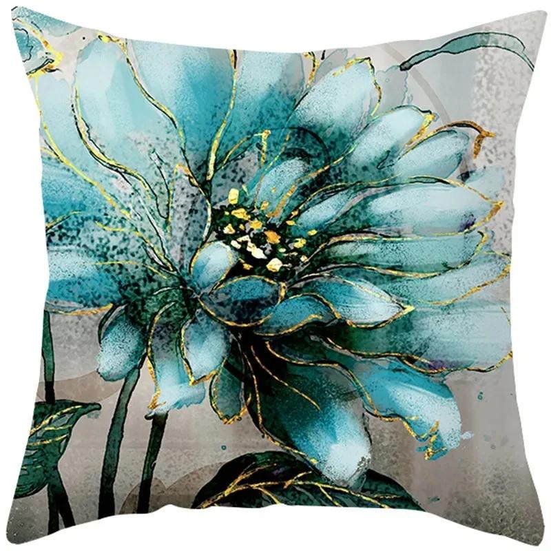 Oil Painting Floral Elegant Ginkgo Leaf Print Series Sofa Decorative Pillowcase Polyester Cushion Cover 45x45 Cm Home Decoration