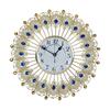 Crystal Peacocks Wall Clock None-Ticking Silents Battery Operated Clocks Decorative Wall Clocks for Living Room Decors