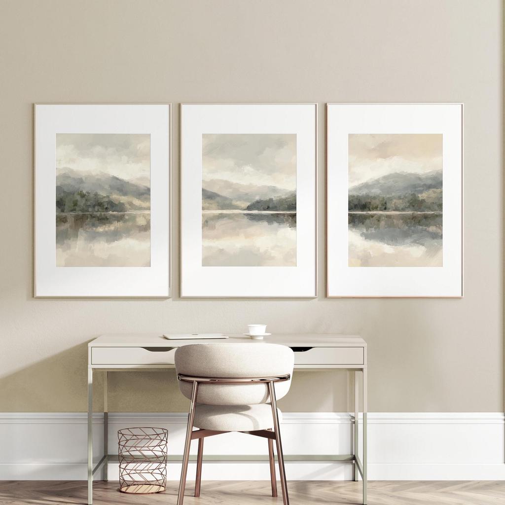 Soft Neutral Abstract Floral Wall Art Set, Pastel Blue Beige Flower Canvas Prints, Minimalist Boho Home Decor & Perfect Gifts
