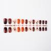 Thanksgiving Fall Press on Nails Medium Square False Nails Maple Leaf Orange Glitters Strips Acrylic Nails Stick on Nail