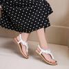 Rubber Slippers for Women Summer Beach Pearl Crystal Women Flower Casual Shoes Flops Flip Sandals Womens Wide Slippers Hard Sole