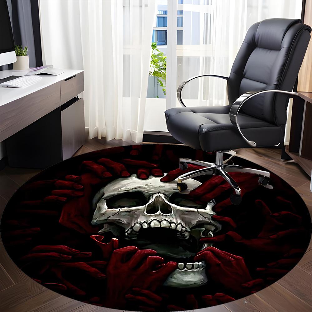 1pc Skull Hands Office Round Rug, Non-slip, Soft and Durable Office Rug for Interior Decoration, Perfect for Office, Beautiful Decoration Yy260312062