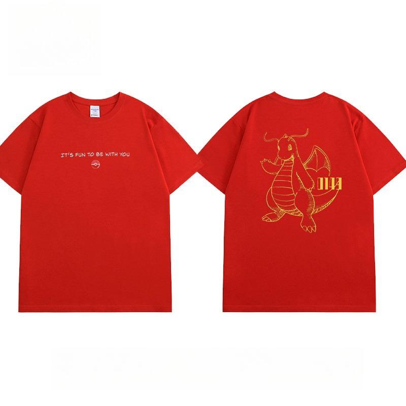 Pokémon Collaboration Tshirt  2026 Summer New Design  Sketch Style  Pikachu Gengar Mewtwo Eevee Short Sleeve Shirt Top