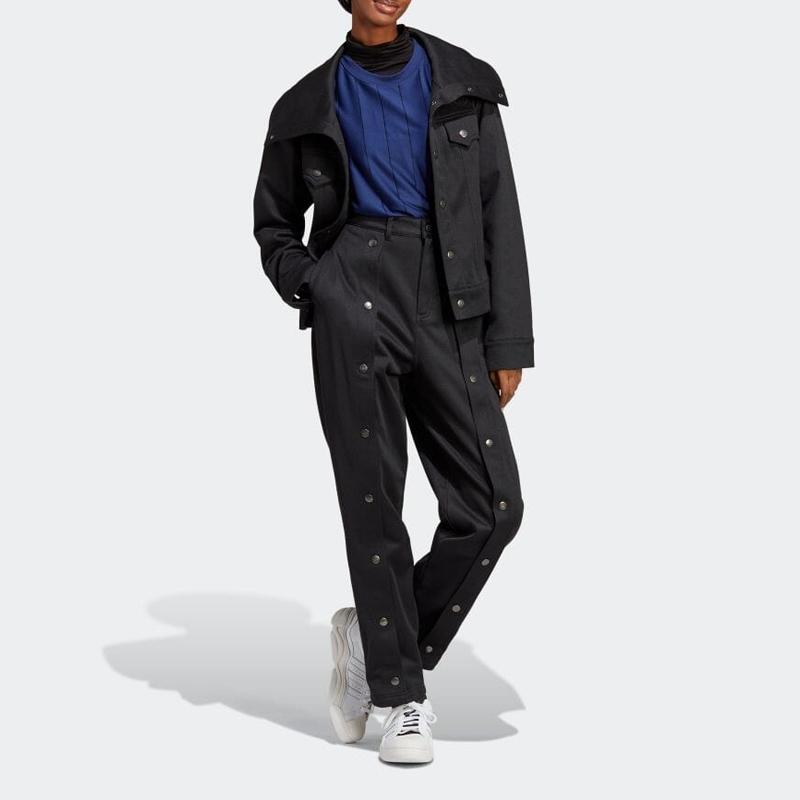 Adidas Home Of Classics Series Solid Color Double-Breasted Knitted Sports Pants Unisex Pants Black IB5805