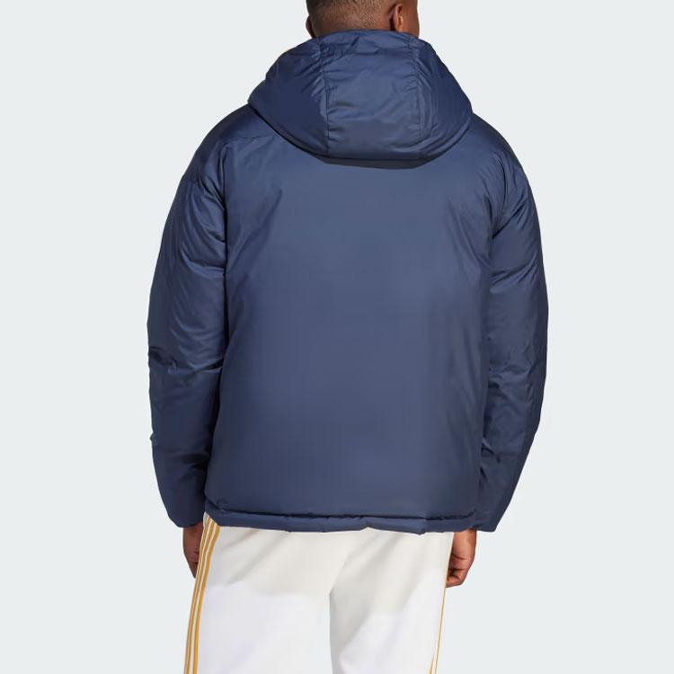 Adidas Real Madrid Dna Reversible Hooded Down Jacket With 600 Fill Power And Logo Print Men Outerwear Ink-Blue HY0609