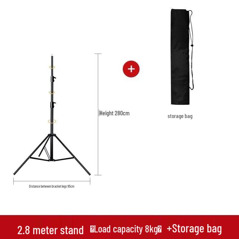 2.8m Reinforced Carbon Steel Tripod Stand for Photography & Live Streaming Lights