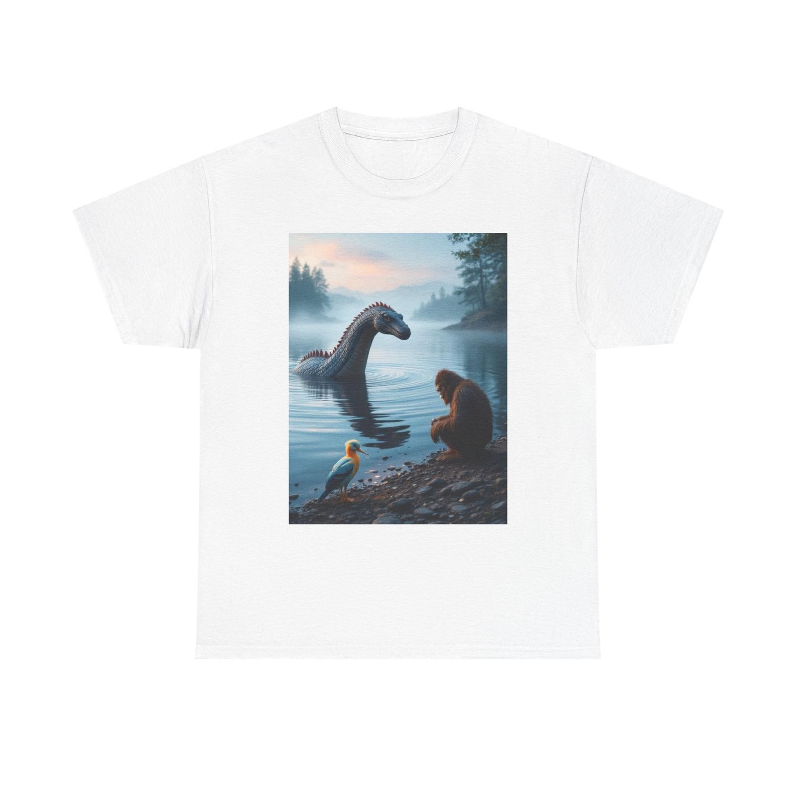 Bigfoot & Loch Ness Monster T-Shirt Legendary Cryptid Duo Fun Mythical Creatures XL