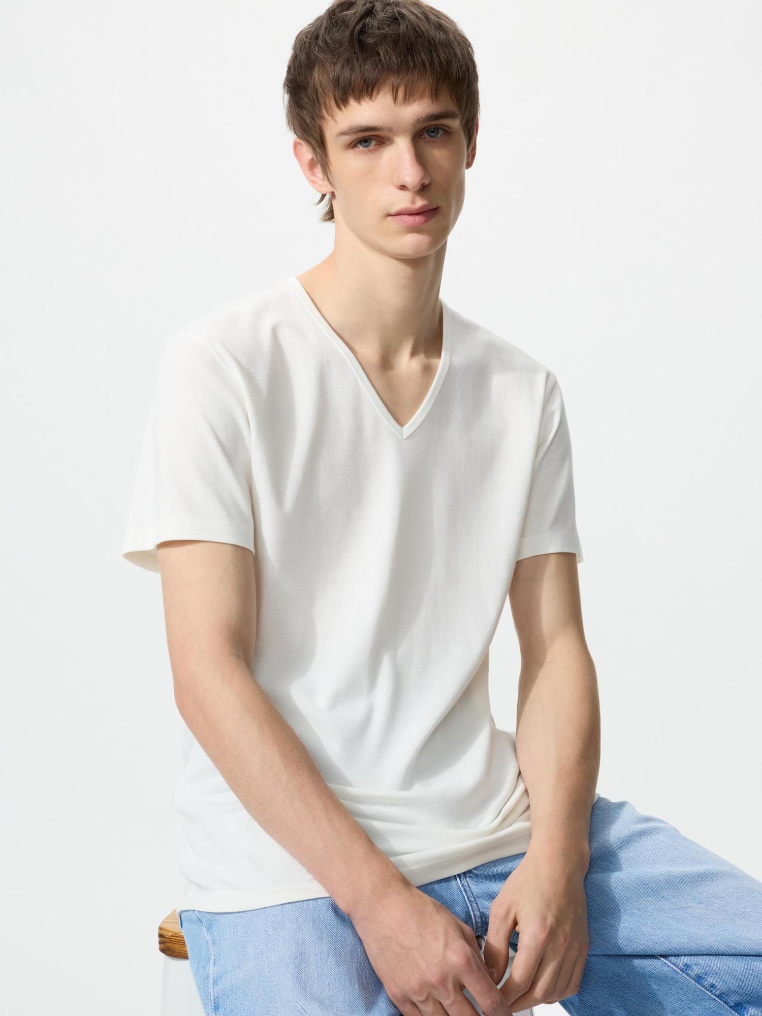 

Uniqlo Япония Хлопковая футболка с V-образным вырезом, 2 шт. 00 WHITE/S