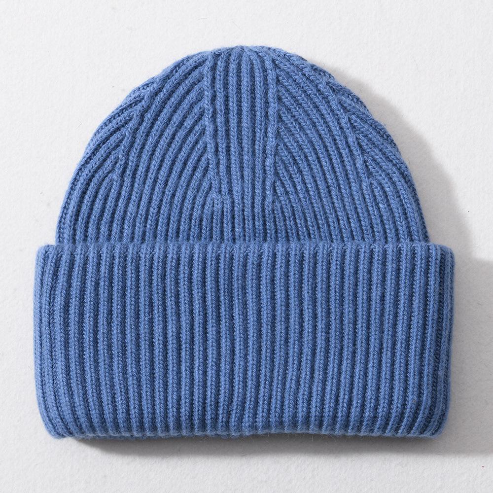 Autumn and Winter Versatile Classic Solid Color Angola Warm Wool Hat Knitted Hat