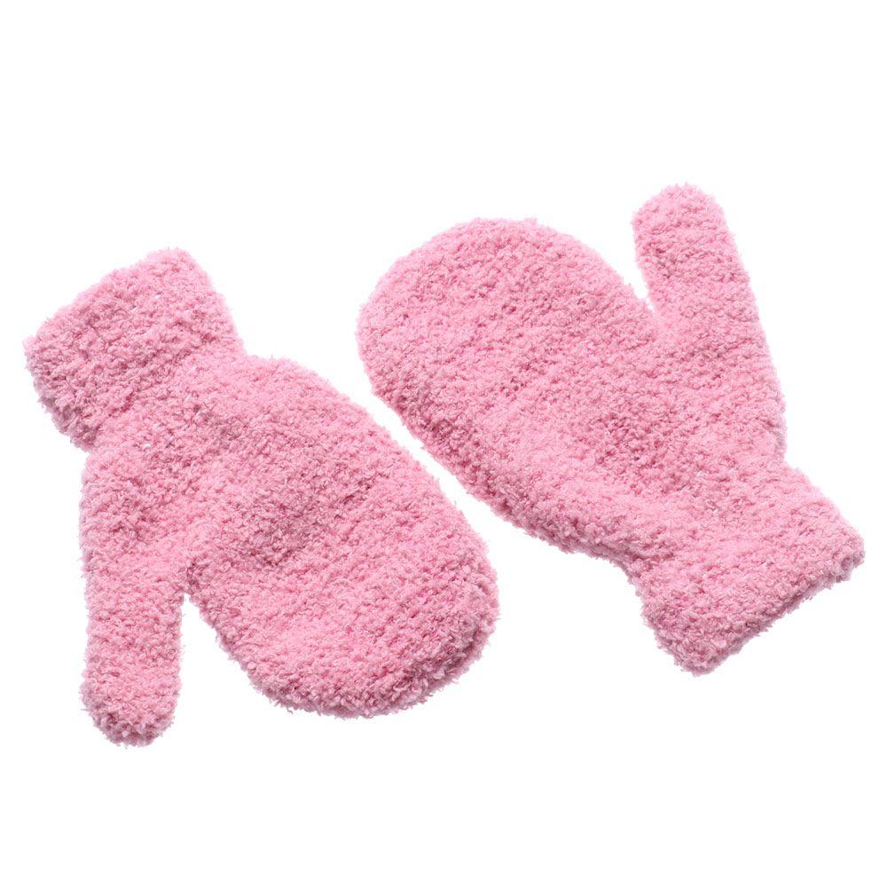 Hot Sale Winter Soft Warm Baby Lovely Full Fingers Kids Gloves Coral Plush Mittens Candy Color