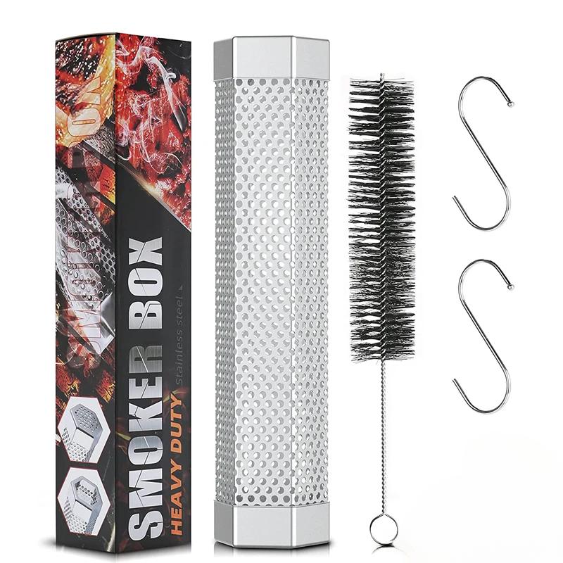 

Трубка для копчения гранул 12 дюймов из нержавеющей стали для барбекю из древесных гранул, дымовая трубка для холодного/горячего копчения, работает с электрическим газом