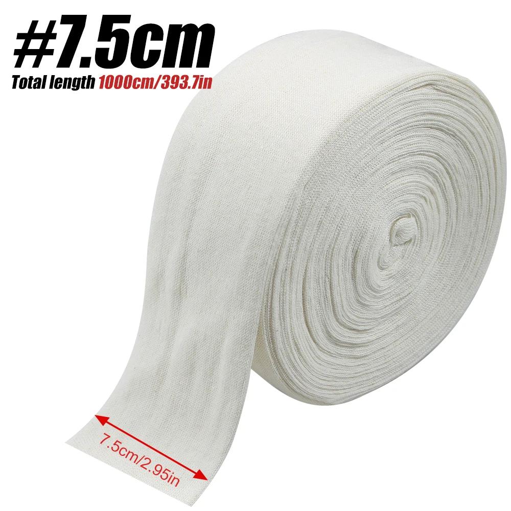 Elastische Schlauchstützbandage, 10M - Naturfarbe, Für große Knie-Stützbandage - Mittlerer Oberschenkel, Baumwoll-Elastan