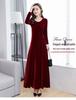 Plus Size Gold Velvet Long-Sleeve Dress - Spring/Autumn Style