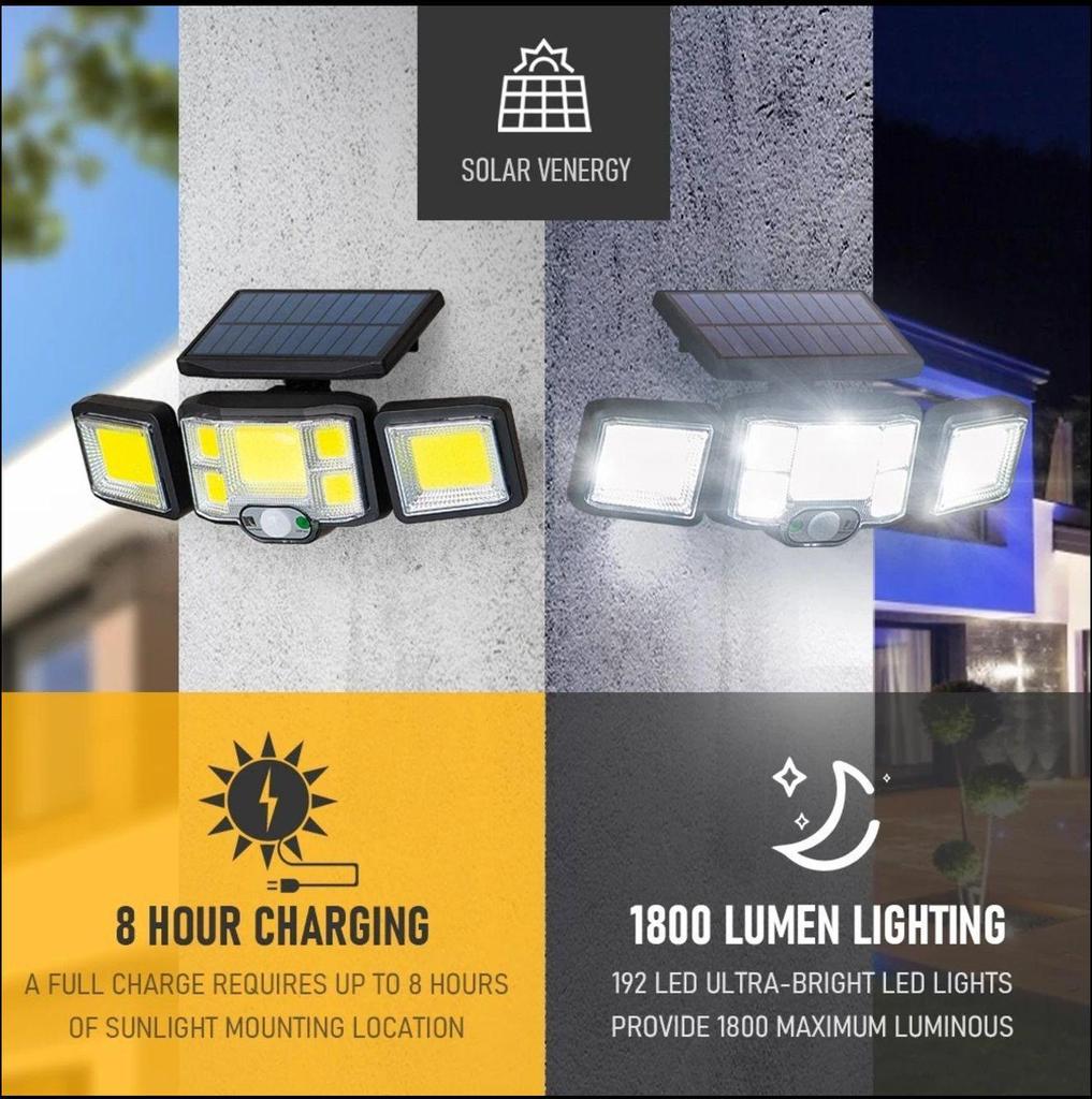 Triple-Head Rotatable Solar Outdoor Wall Lamp for Streets and Courtyards
