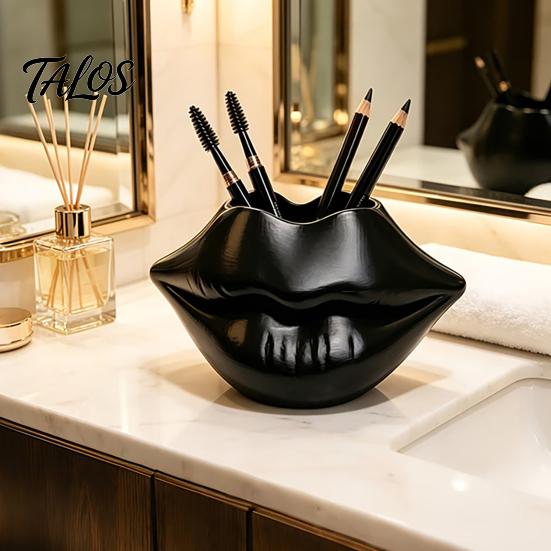 Artistic Lip Sculpture Decor Shaped Storage Box, Decorative 3D Printed PLA Sculpture, Unique Vanity Accessories Creative Art Ornament for Makeup