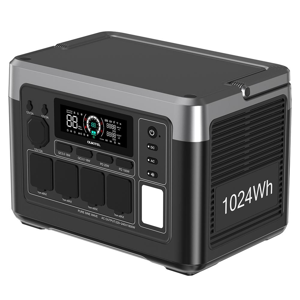OUKITEL P1000 PLUS Portable Power Station, 1800W 1024Wh Solar Generator with LiFePO4 Battery, Fast Charging