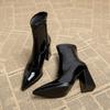 Fashion Autumn Womnen's High Heel Ankle Boots New Winter Plus Velvet Pointed Toe Chunky Heel Chelsea Boots for Women Heeled Shoes Dress