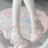 New cute lace small leather shoes round head lace sweet Mary medium heel high heel cute