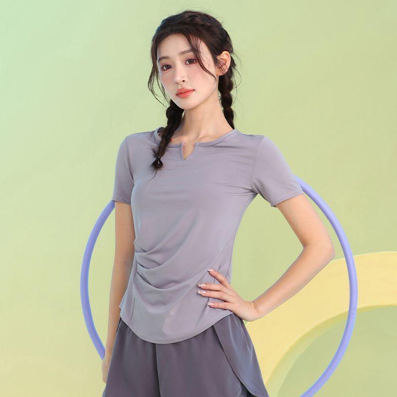 

Summer Thin Short-Sleeved Dozen Badminton Clothing Women s Breathable Quick-Drying Yoga Clothes Peplum Top Sports Workout Training Clothes Purple short sleeve XL