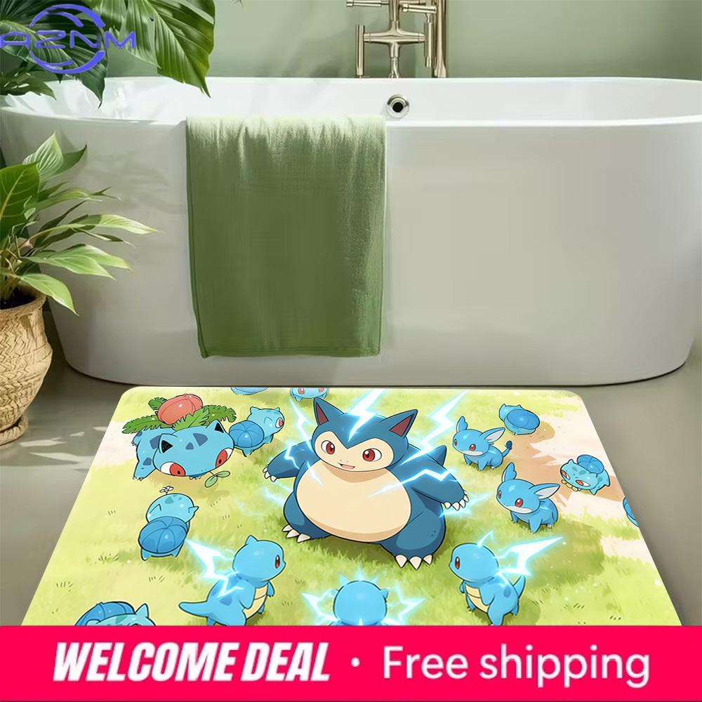 Cute Pokemon Electric Creatures Print Non-slip Doormat, Soft Absorbent Floor Rug for Home Decor