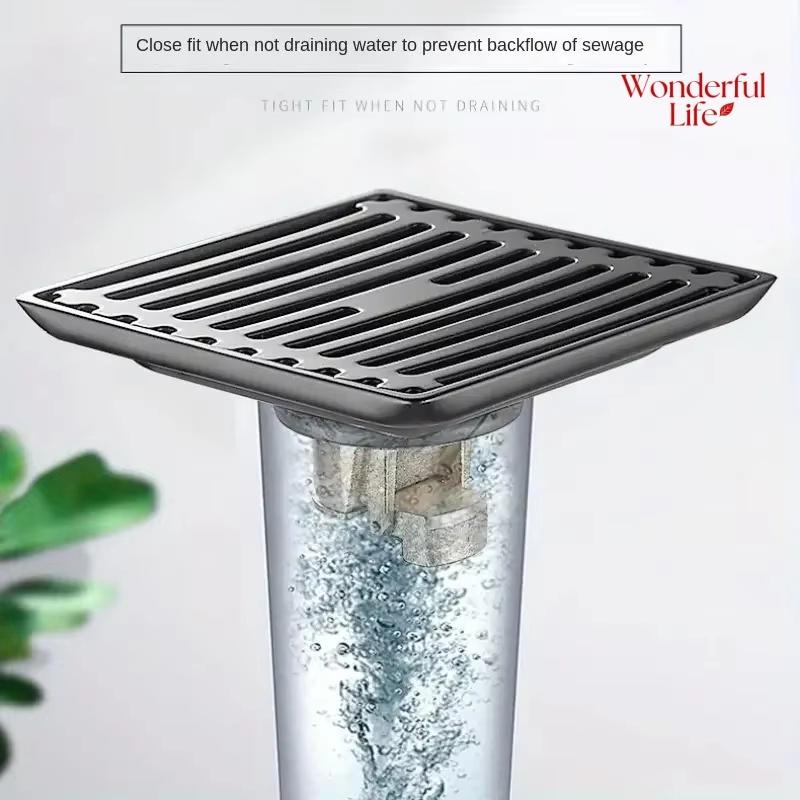 Floor Drain Core, All Copper, Odor Proof Core, Drain Guard Sewer Backflow Preventer, Deodorization Drain Plug Hair Stopper, Hair