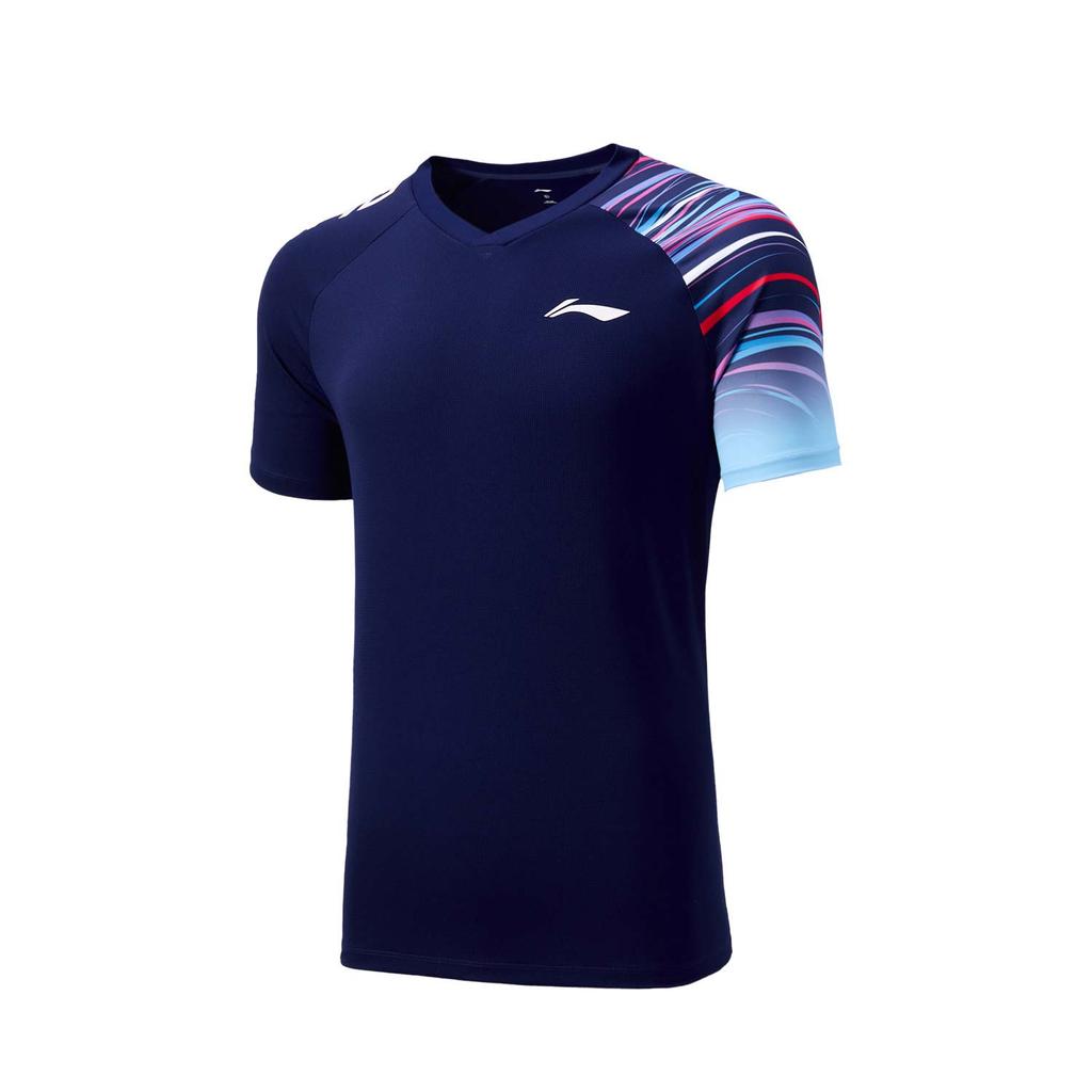 Li Ning Badminton Series Color Block Soft Versatile Short Sleeve T-Shirt Mid Waist Shorts Casual Sports Set Unisex Sports Set AATV045-5